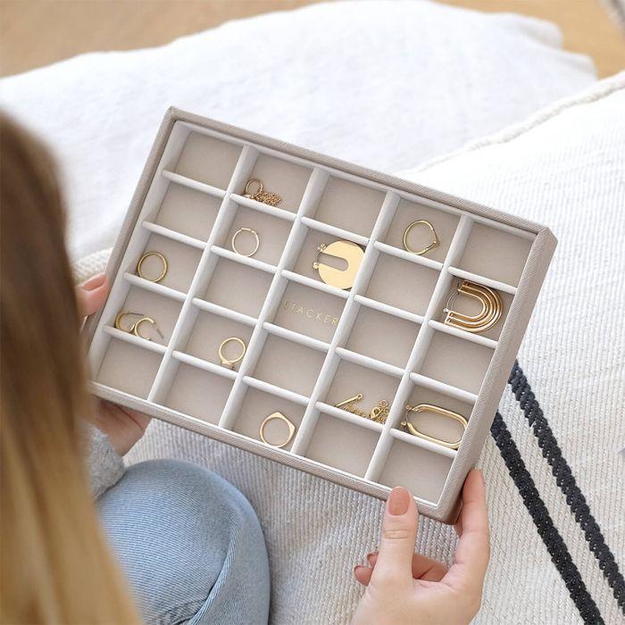 Stackers taupe grey jewellery box layering for storing rings, earrings, and necklaces