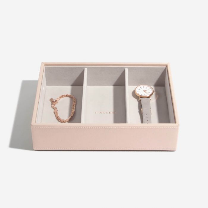 Pink jewellery box layer for storing watches and bracelets