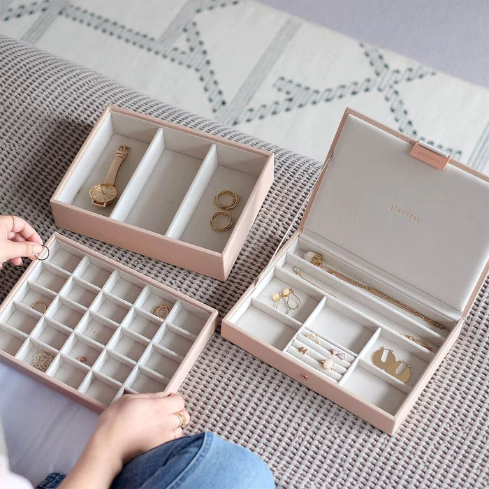 Pink jewellery box with stackable layers