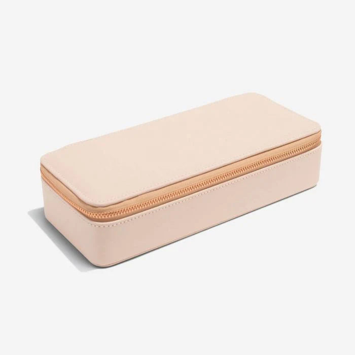 Large pink stackers travel jewellery box with rose gold zip