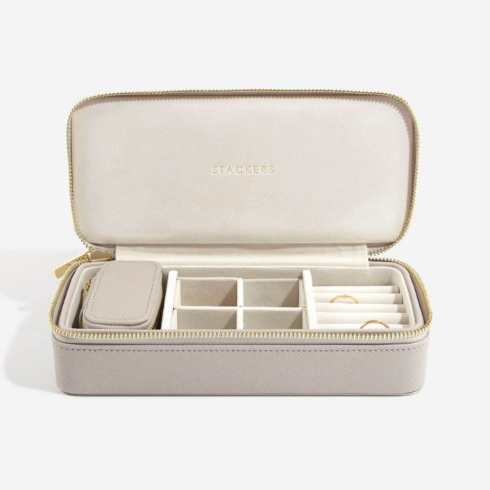 Taupe grey travel-sized jewellery box