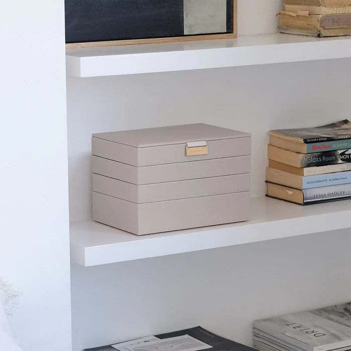 Taupe grey vegan leather jewellery box set