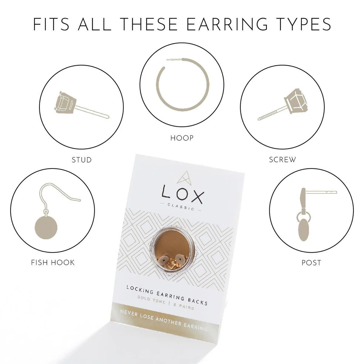 LOX Gold Tone Earring Backs | Pack Contents | Wrights Jewellers NZ