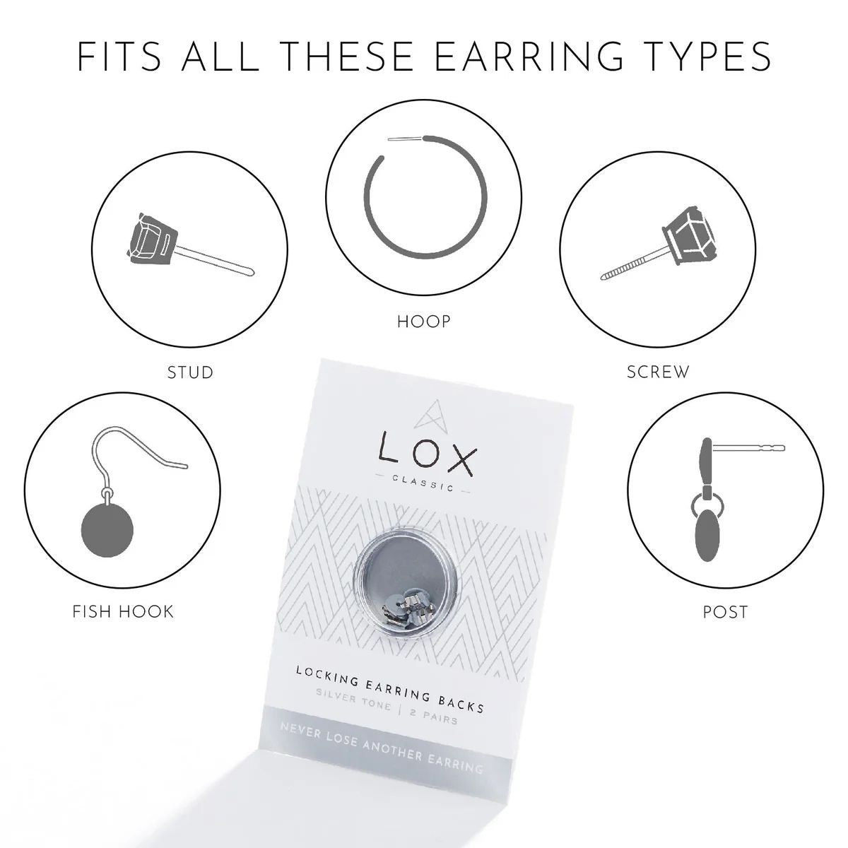 LOX Silver Tone Earring Backs | Pack Contents | Wrights Jewellers NZ