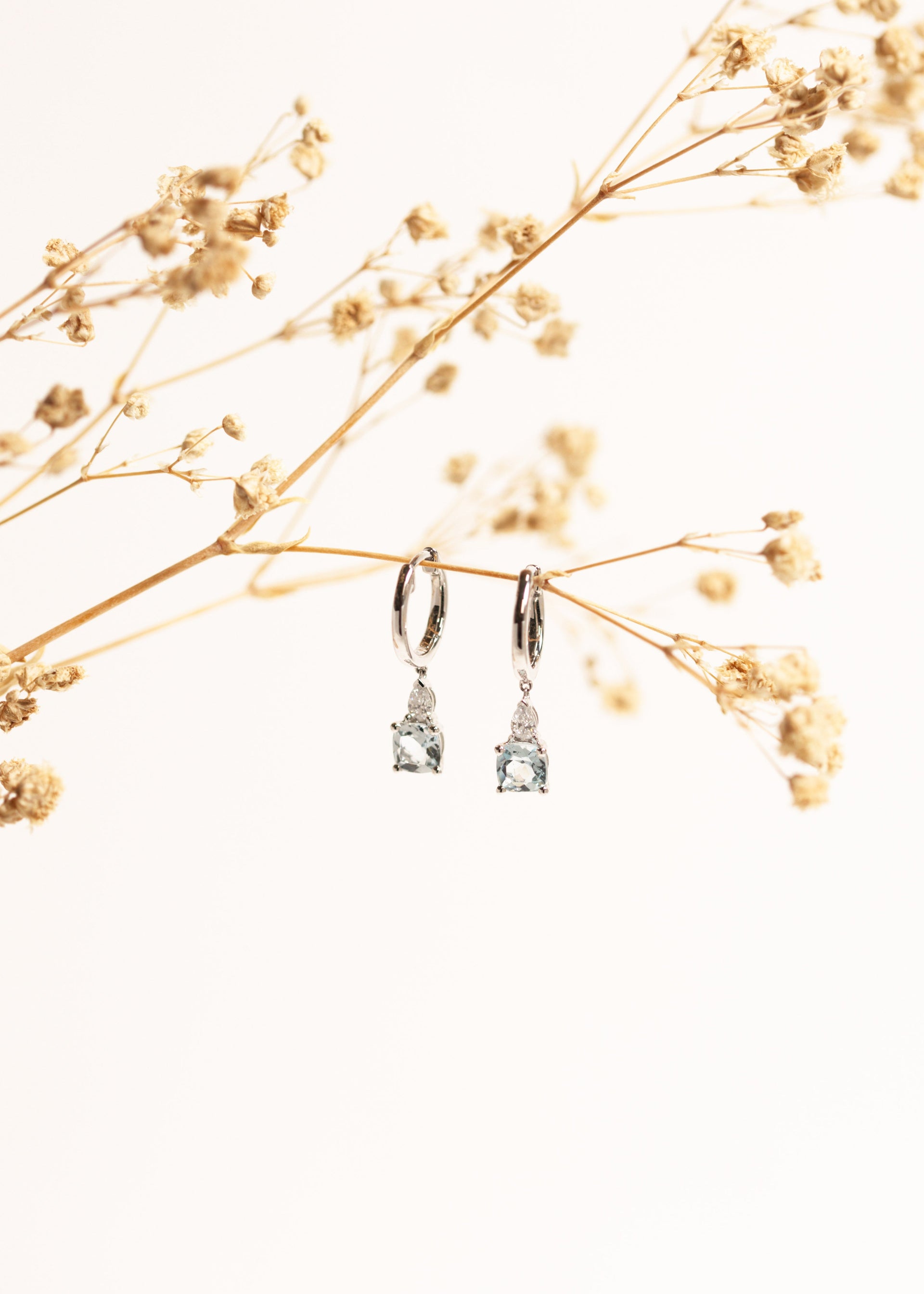 Aquamarine & Diamond Huggie Earrings