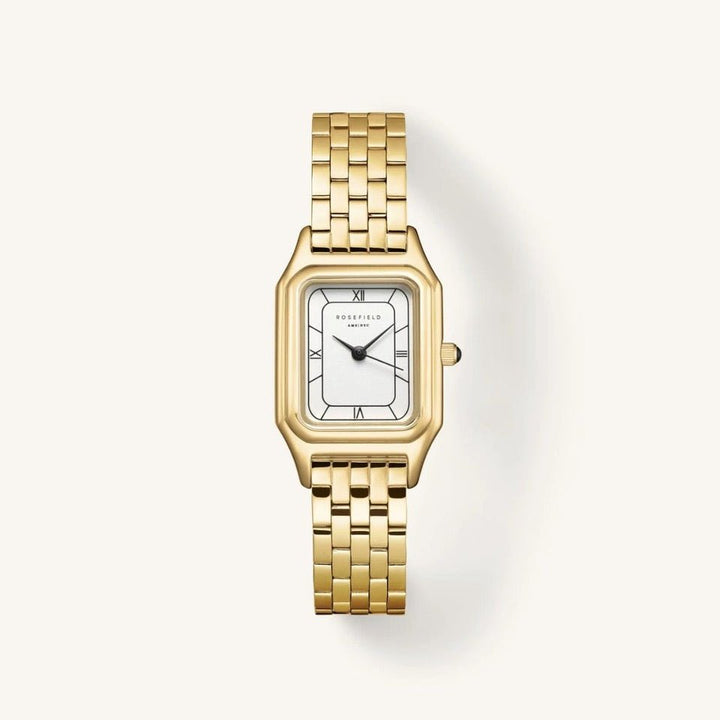 Elegant and modern, the Rosefield OCWGSG-OC01 Gold Watch features a slim profile, gold-tone stainless steel bracelet, and reliable quartz movement.