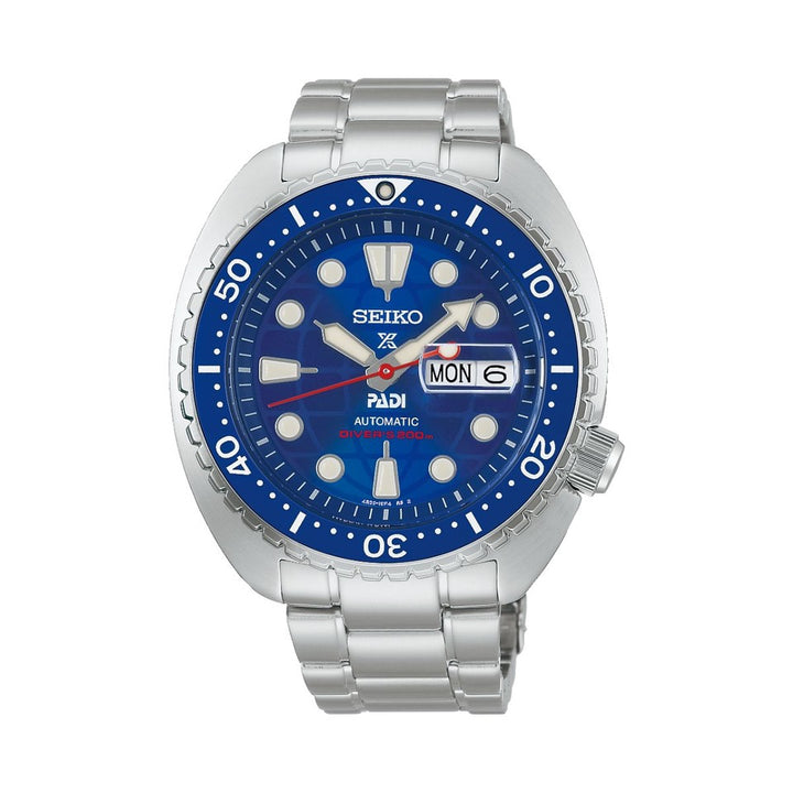 Seiko Prospex HBB002K PADI 60th Anniversary Limited Edition dive watch with blue ceramic bezel and stainless steel bracelet