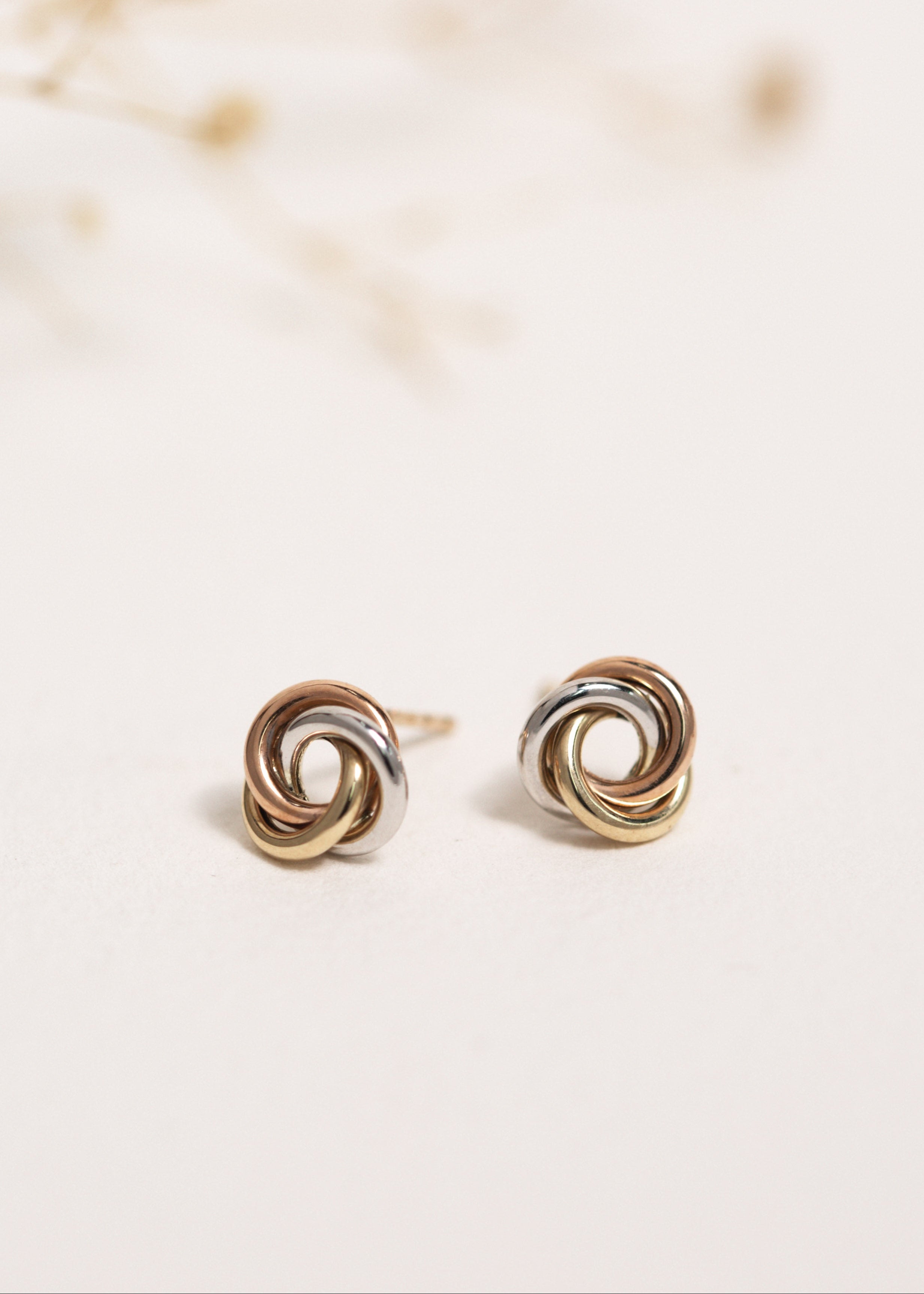 Tri Gold Knot Stud Earring